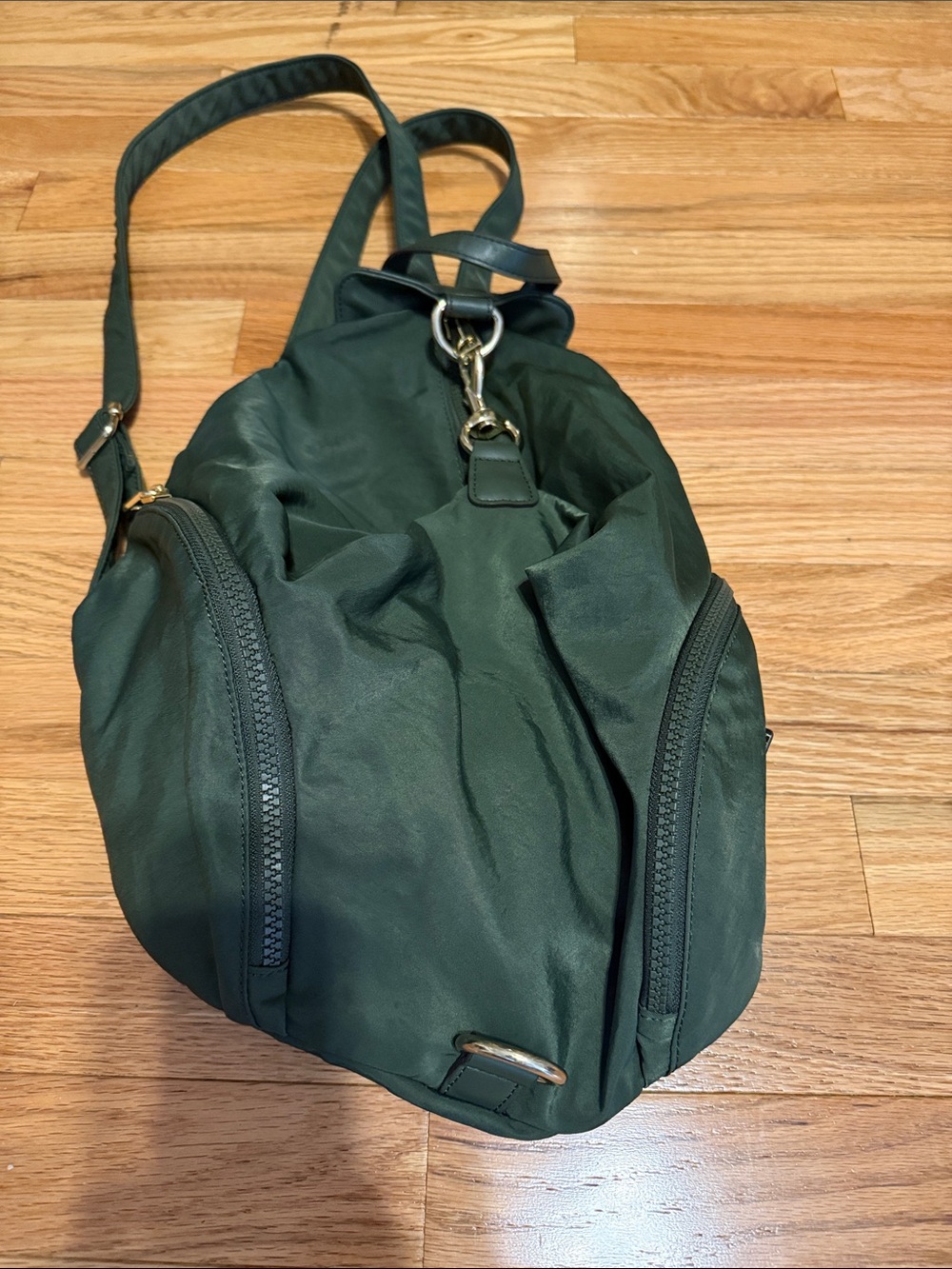 Rebecca Minkoff Dark Green Convertible Belt Bag with Gold Hardware